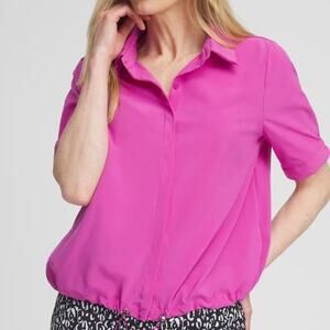 Chico’s Zenergy | UPF Bungee Shirt Top Button Front Short Sleeves Purple Large